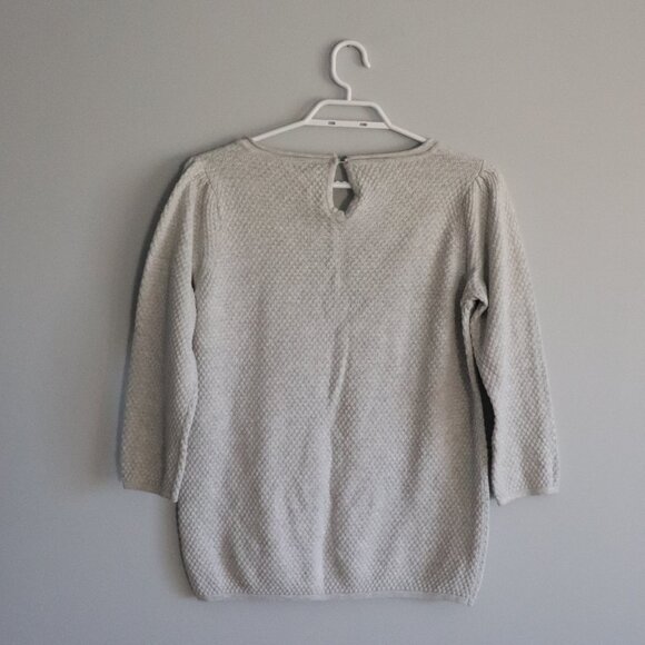 Kaffe Women Grey Sz S Edel Knit Lightweight Crewneck 3/4 Sleeve Pullover Sweater - Picture 2 of 10
